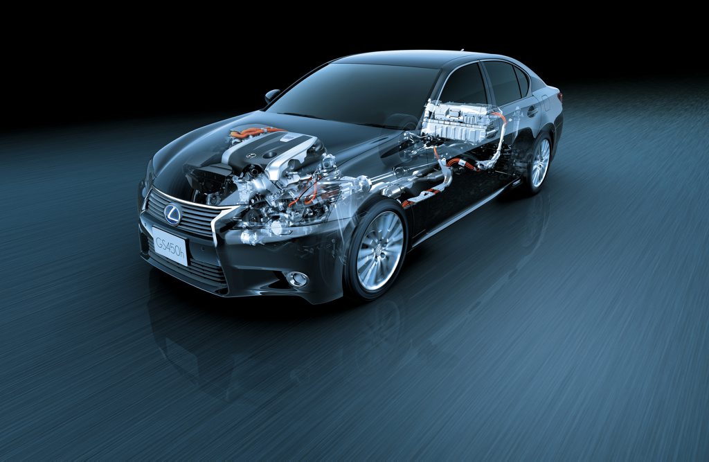 The Lexus GS 450h hybrid drive train. The Lexus GS 450h hybrid drive train.
